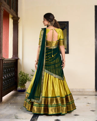 Parrot Green Color  Weaving Work lehenga choli online price