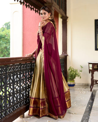 Chiku Color Cotton Silk Lehenga Choli price