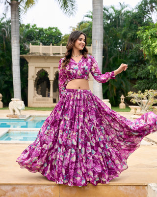 Wine color georgette lehenga choli 