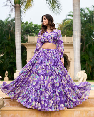 Purple color floral printed lehenga choli