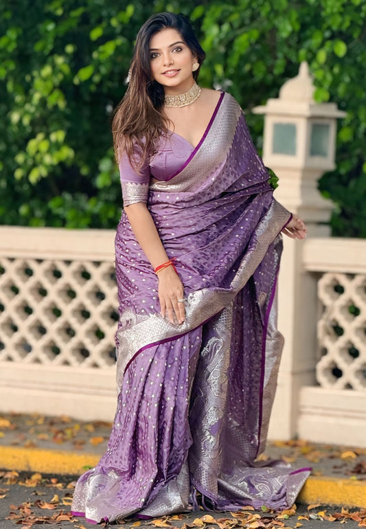 Lavender Banarasi Silk Saree
