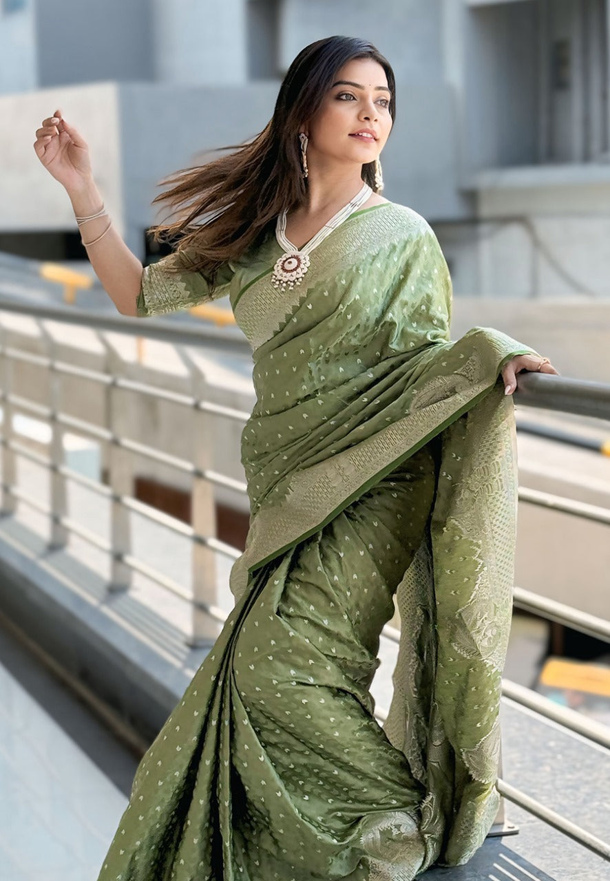 Light Green Banarasi Weaving Saree
