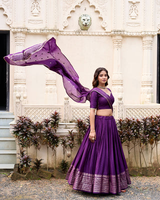 Purple chanderi lehenga choli for women online shopping
