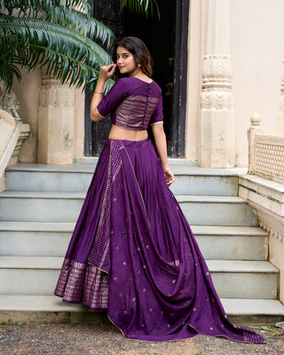 Purple chanderi lehenga choli images