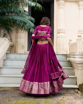 Wine color lehenga choli design look