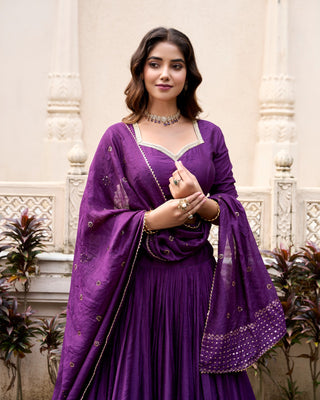 Purple chanderi lehenga choli design