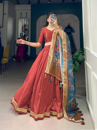 Maroon color chinon silk lehenga choli images