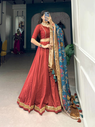 Maroon color chinon silk lehenga choli online