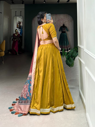 Mustard color silk lehenga choli with dupatta