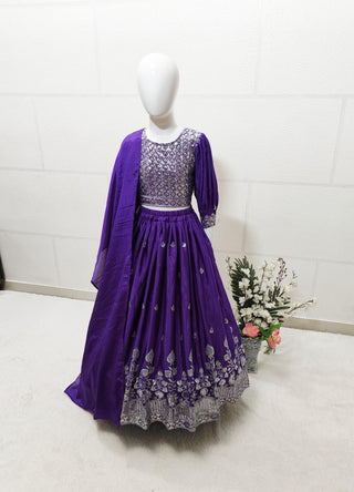 Purple color silk lehenga choli for small girls online
