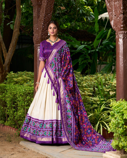 Tussar silk purple lehenga choli for women