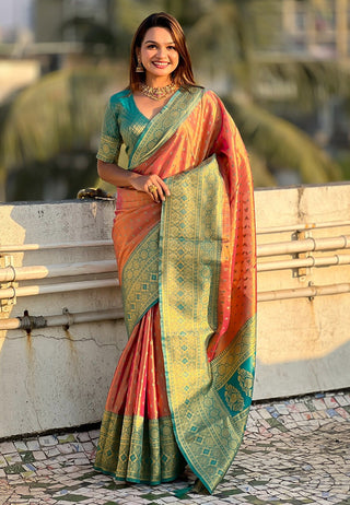 Peach colour Saree for Wedding
