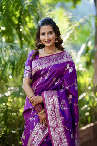 Pure purple soft silk saree online shopping
