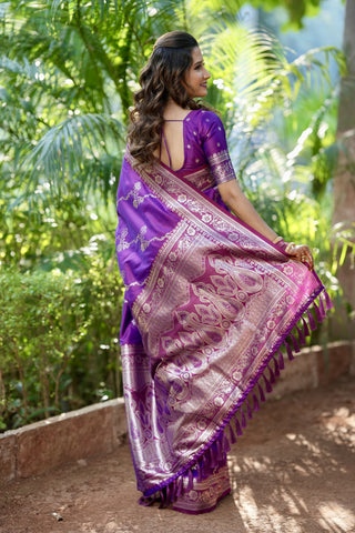 Pure purple soft silk saree for women
