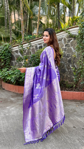 Purple color soft silk saree for women online
