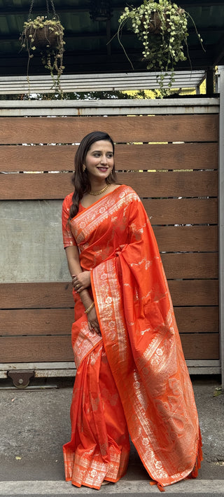 Orange saree Party Wear
