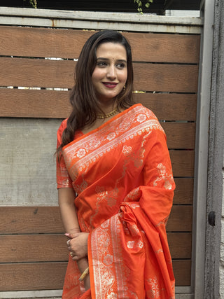 Orange colour Saree for wedding
