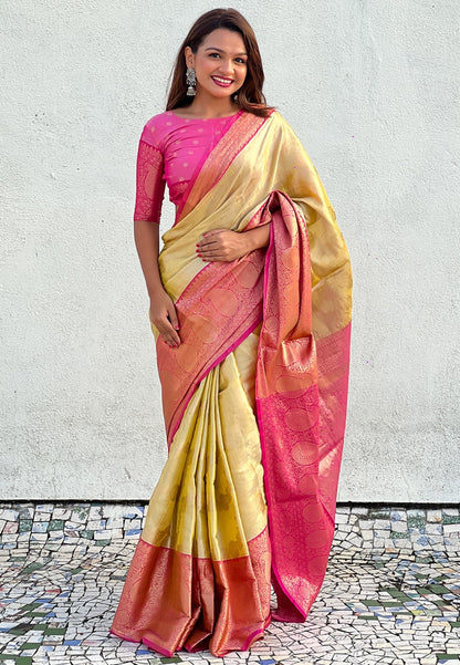 Beige color tissue silk saree for women with price
