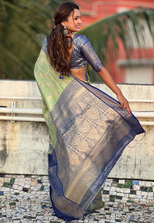 Pista Color Saree Party wear
