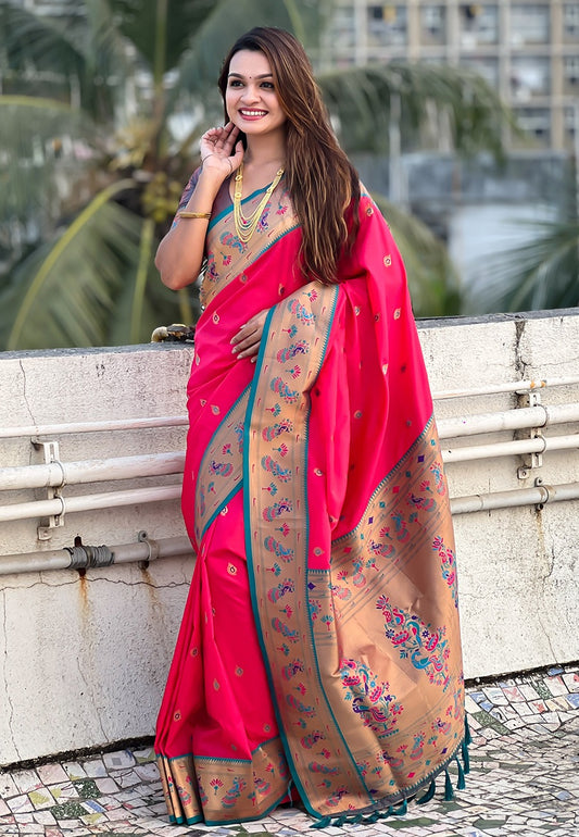 Pink color soft silk saree for women price
