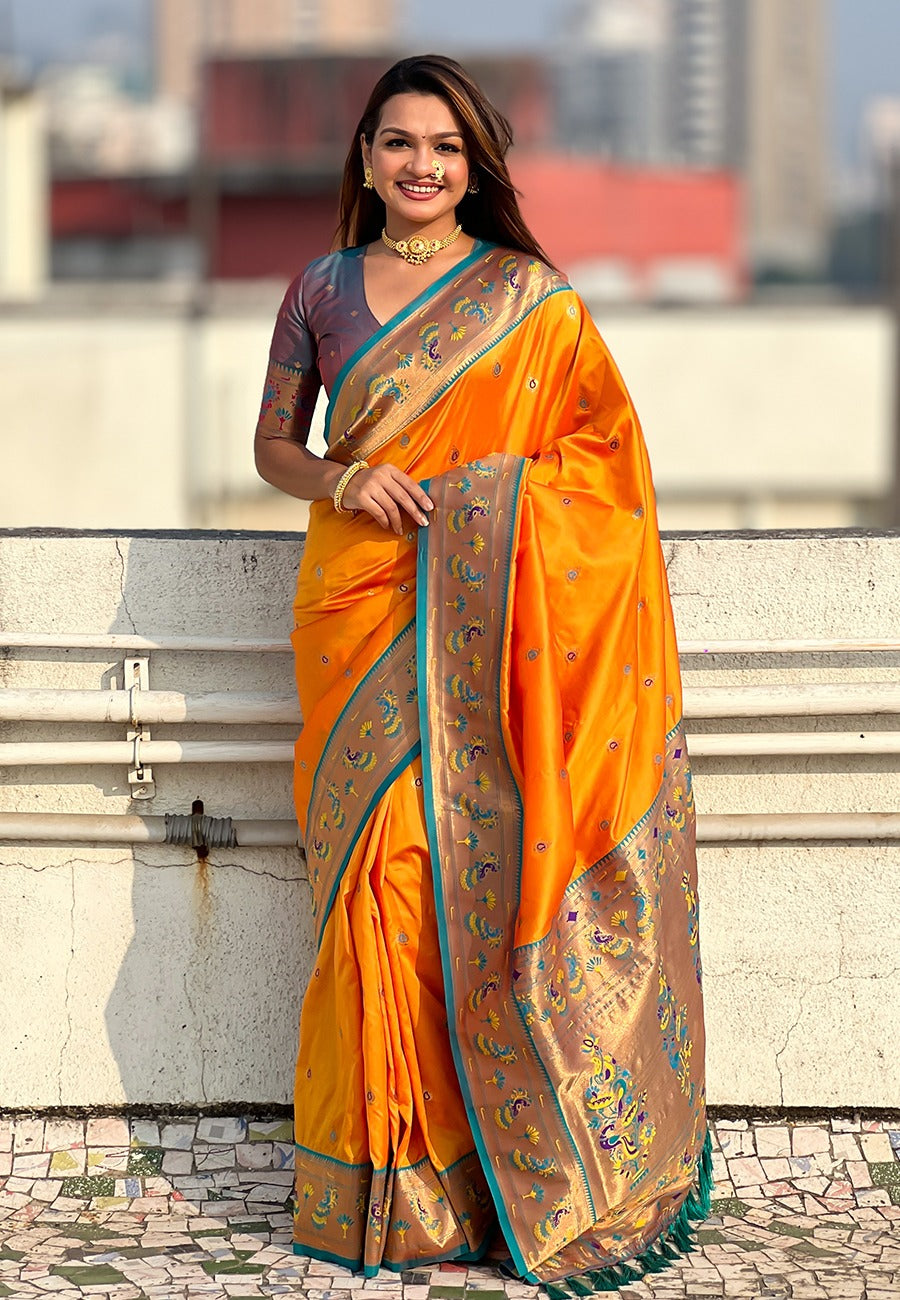 Yellow color tissue silk saree for women price
