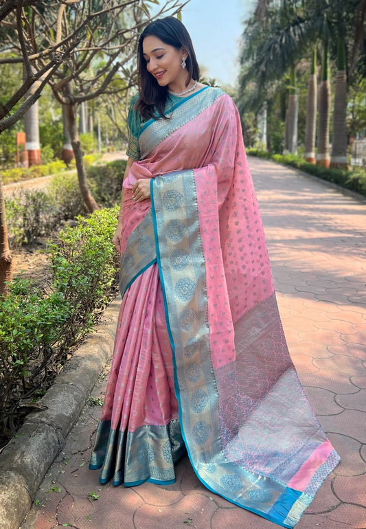 Pink color tissue saree for women price
