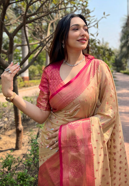 Beige Color Saree Party Wear
