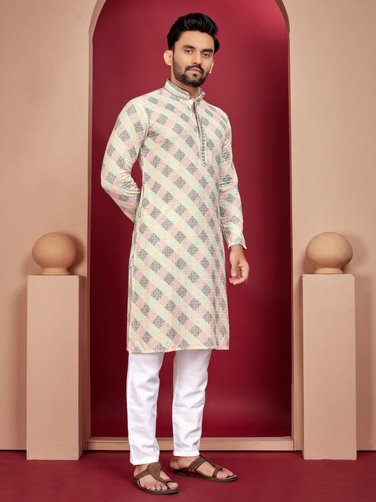 Men's rayon printed kurta set