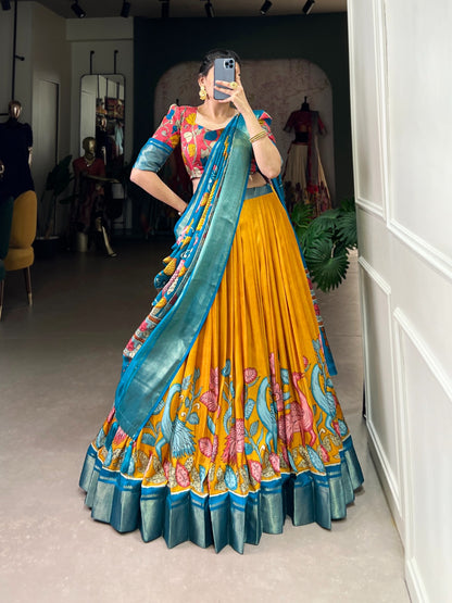 Yellow color dola silk lehenga choli for wedding
