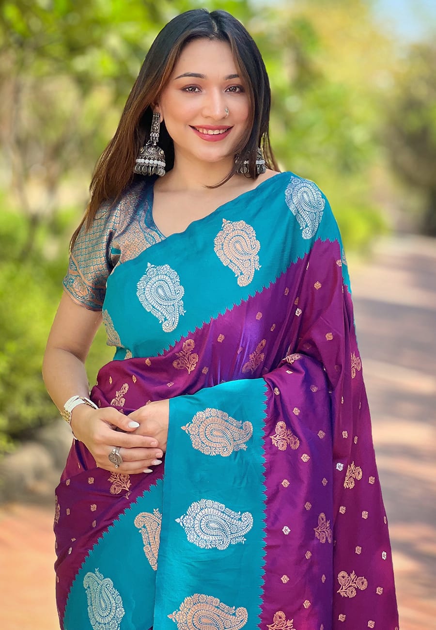 Magenta color premium soft silk saree for wedding
