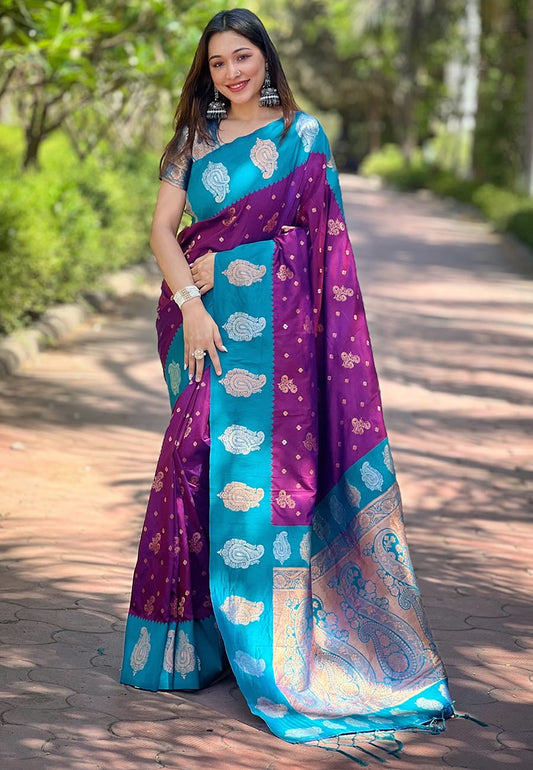 Magenta color premium soft silk saree for women price
