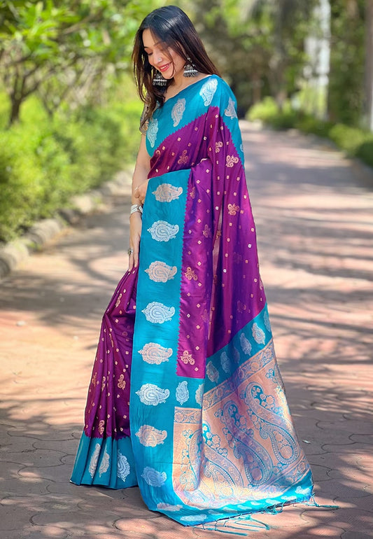 Magenta color premium soft silk saree for women online
