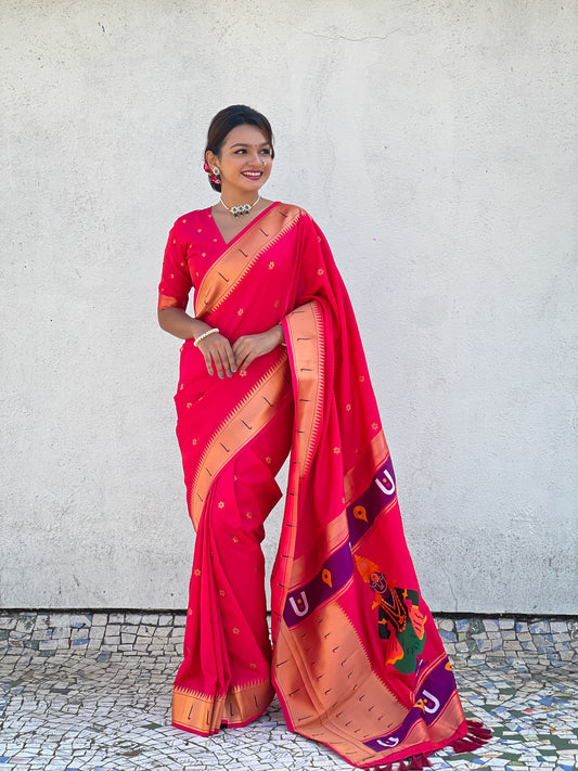 Pink color soft silk saree for 
wedding