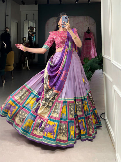 Lavender color tussar silk lehenga choli price