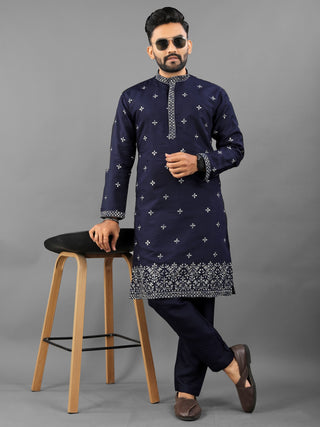 Navy blue color russian silk kurta price