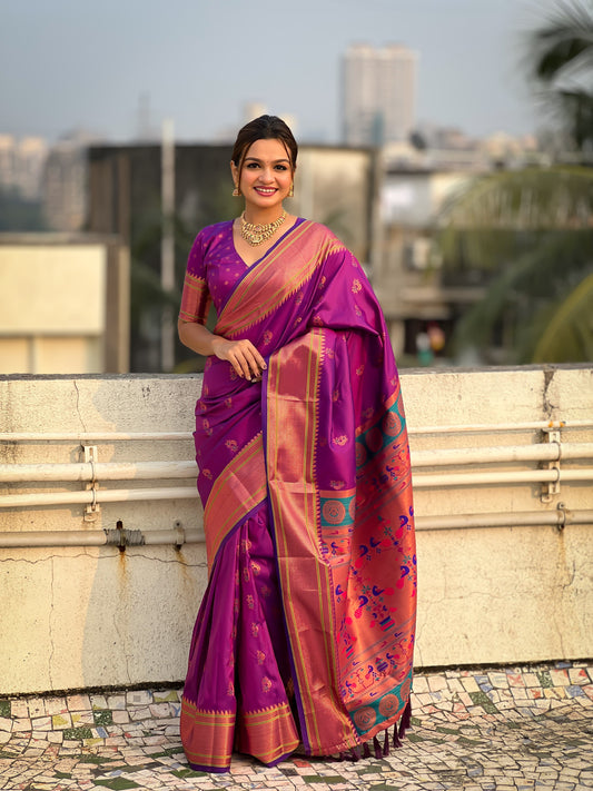 Purple color Saree for wedding
