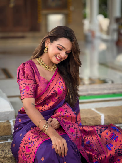 Purple color vichitra silk saree price