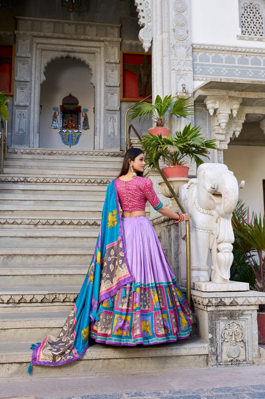 Lavender color tussar silk lehenga choli for women online
