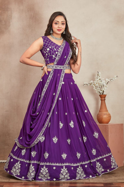 Purple color georgette lehenga choli images
