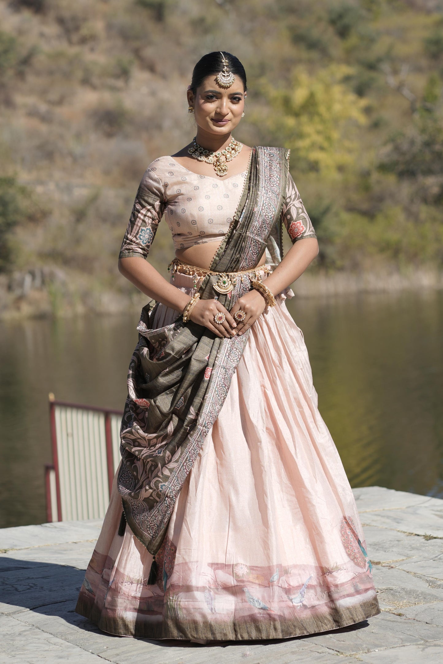 Light pink color silk lehenga choli for women
