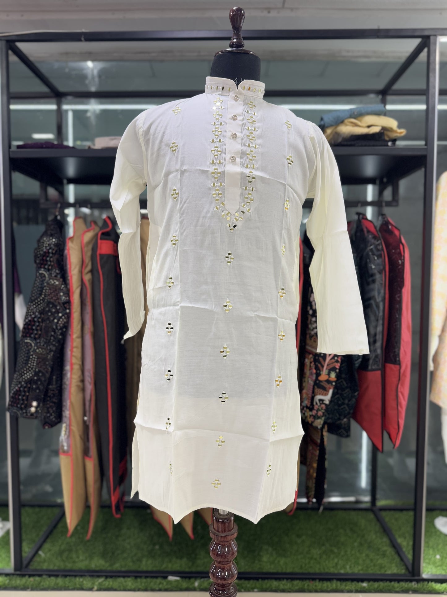 White color viscose mens kurta with pajama images