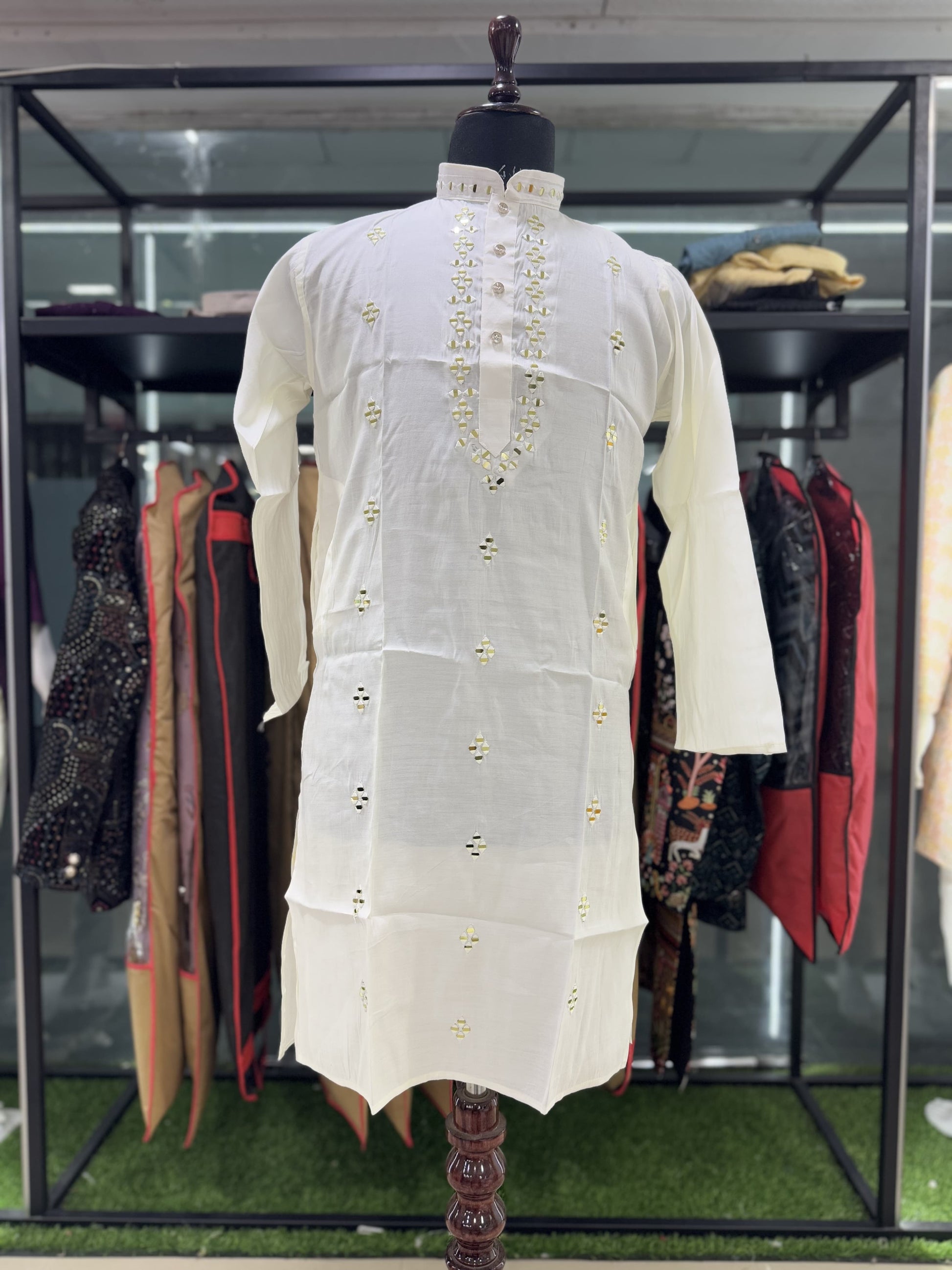 White color viscose mens kurta with pajama images