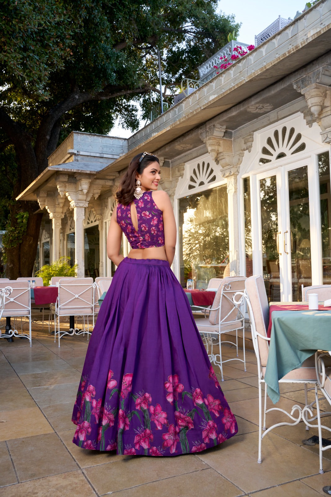 Purple color tussar silk lehenga choli images
