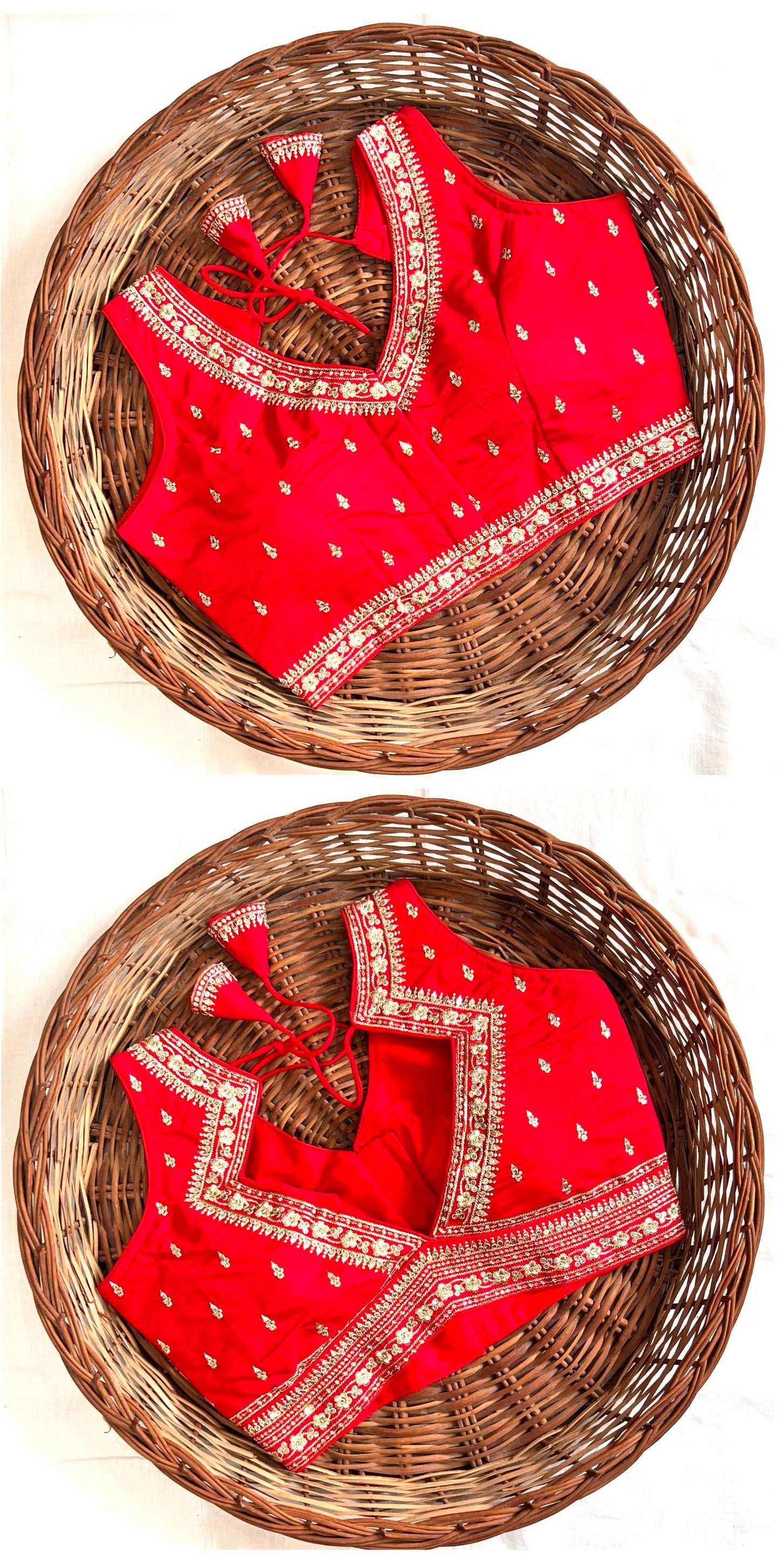 Red color silk lehenga blouse with price