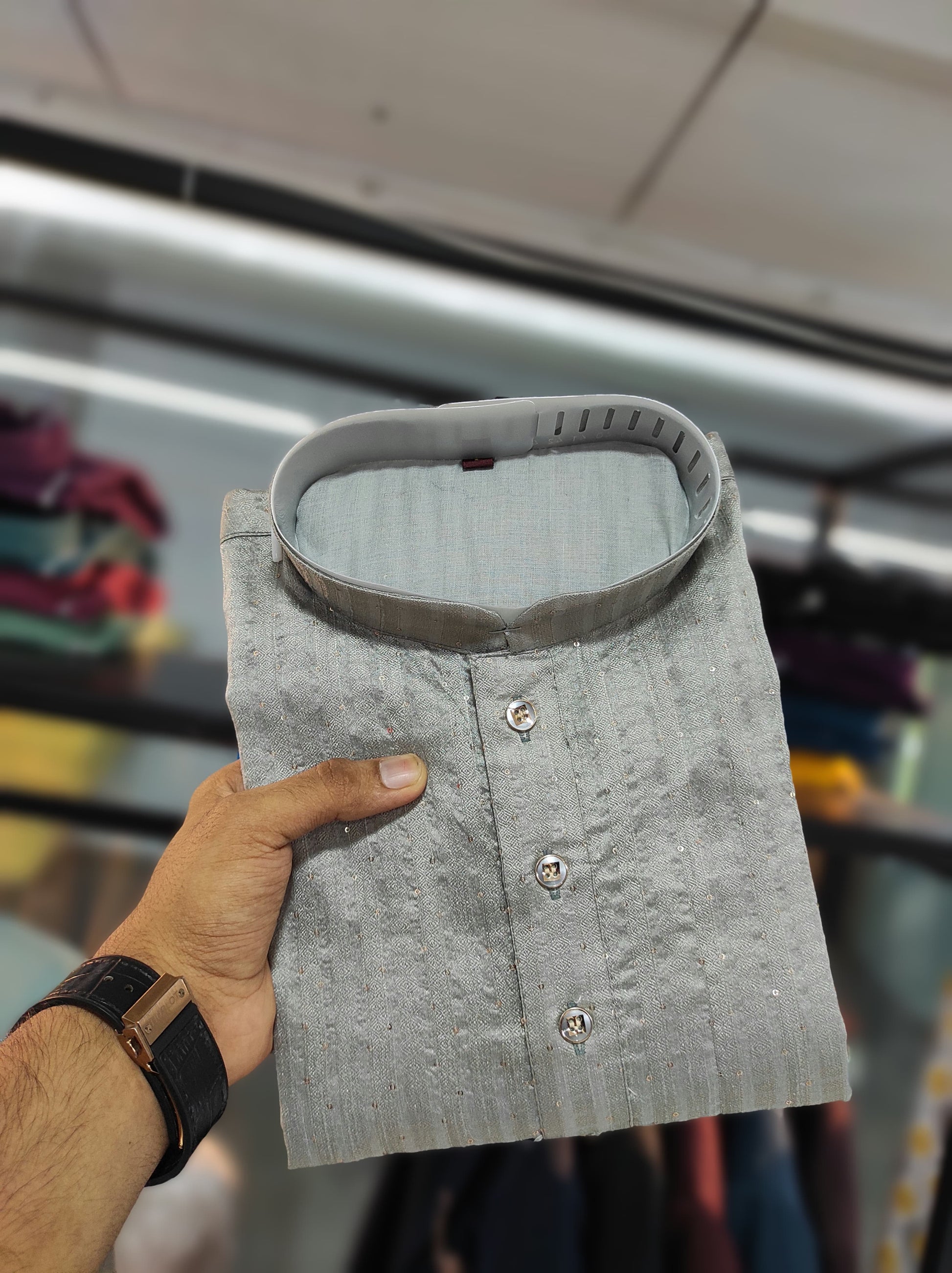 Black color Jacquard Silk men's kurta with pajama price