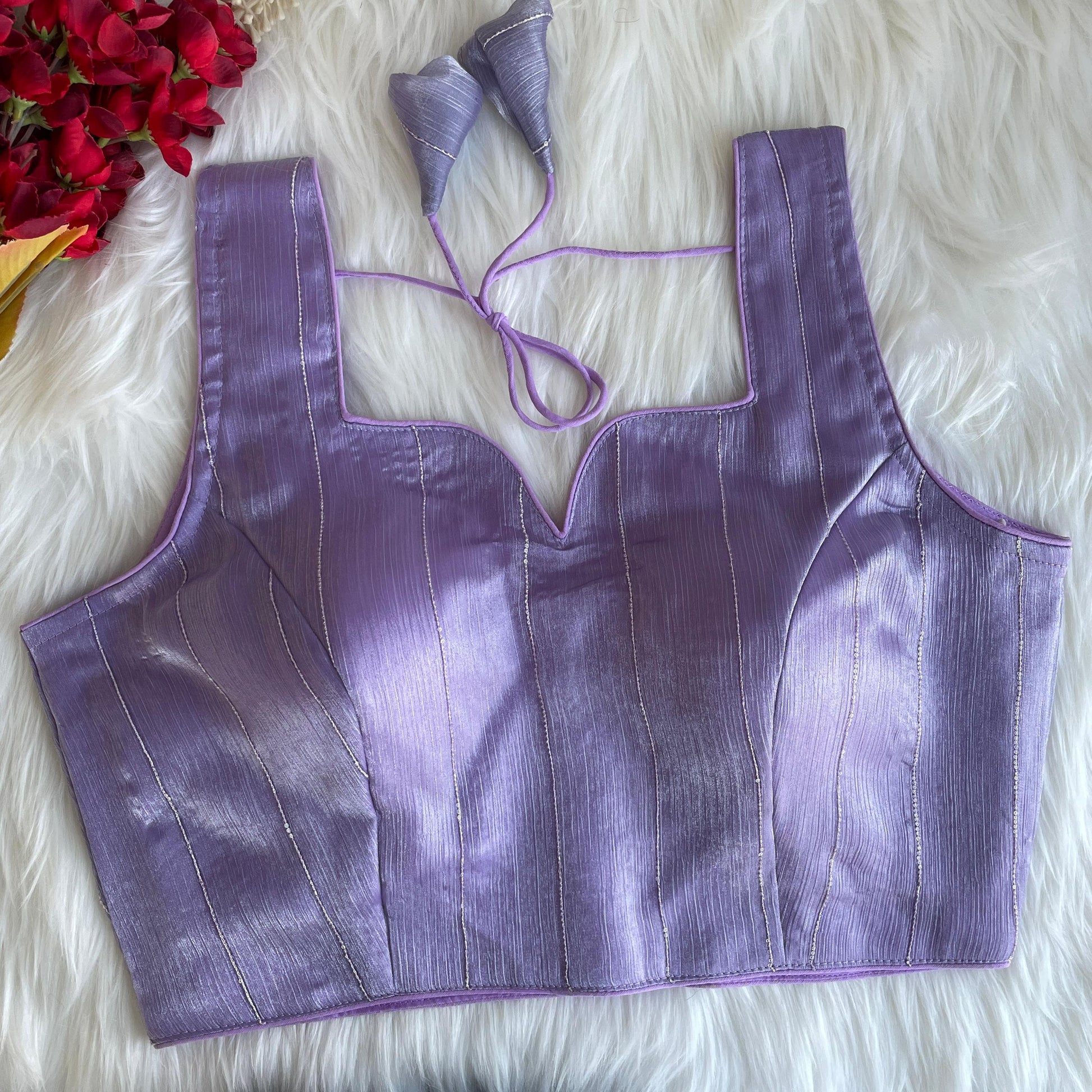 Lavender color jimmy choo sarees blouse with online shopping