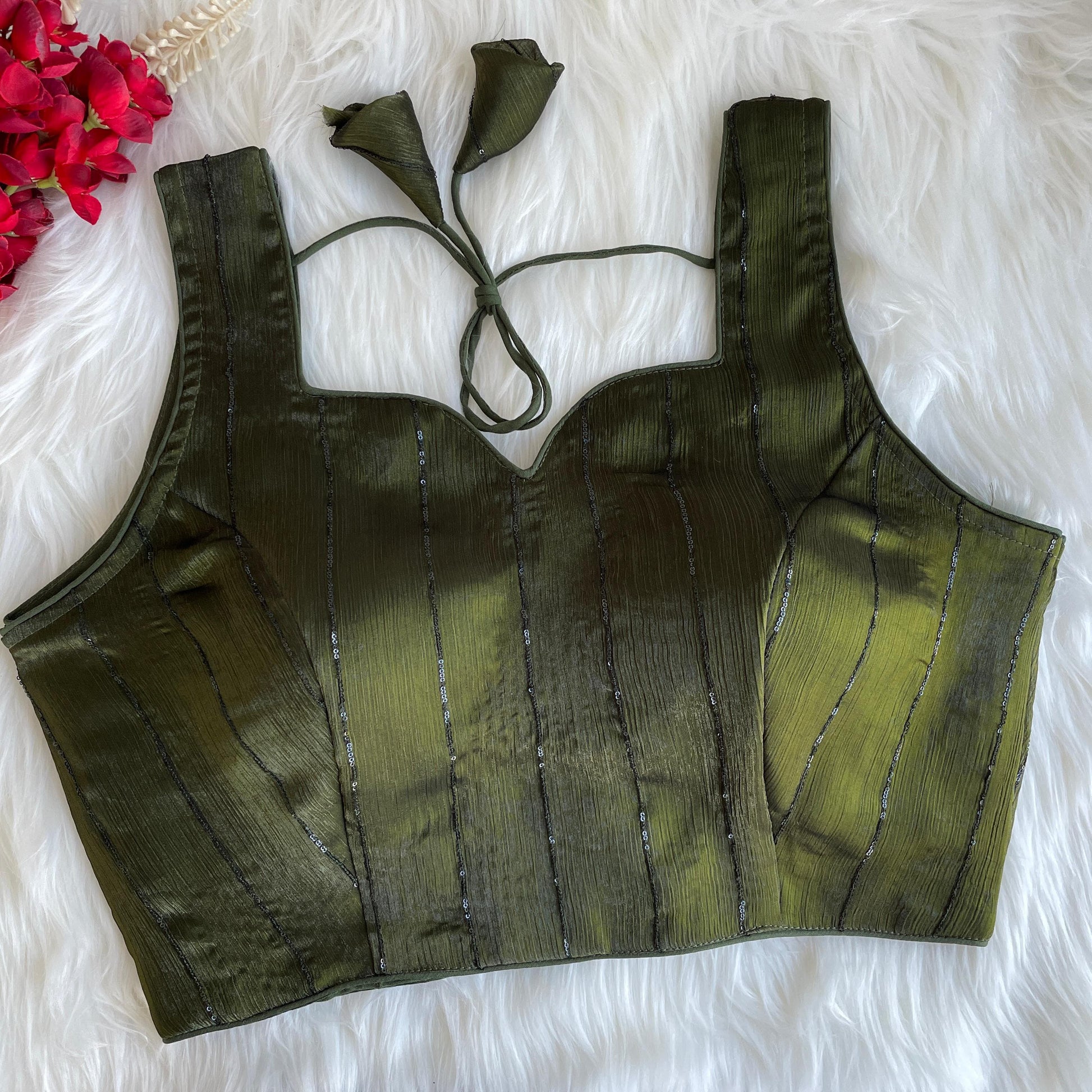 Mehendi color jimmy choo sarees blouse with price