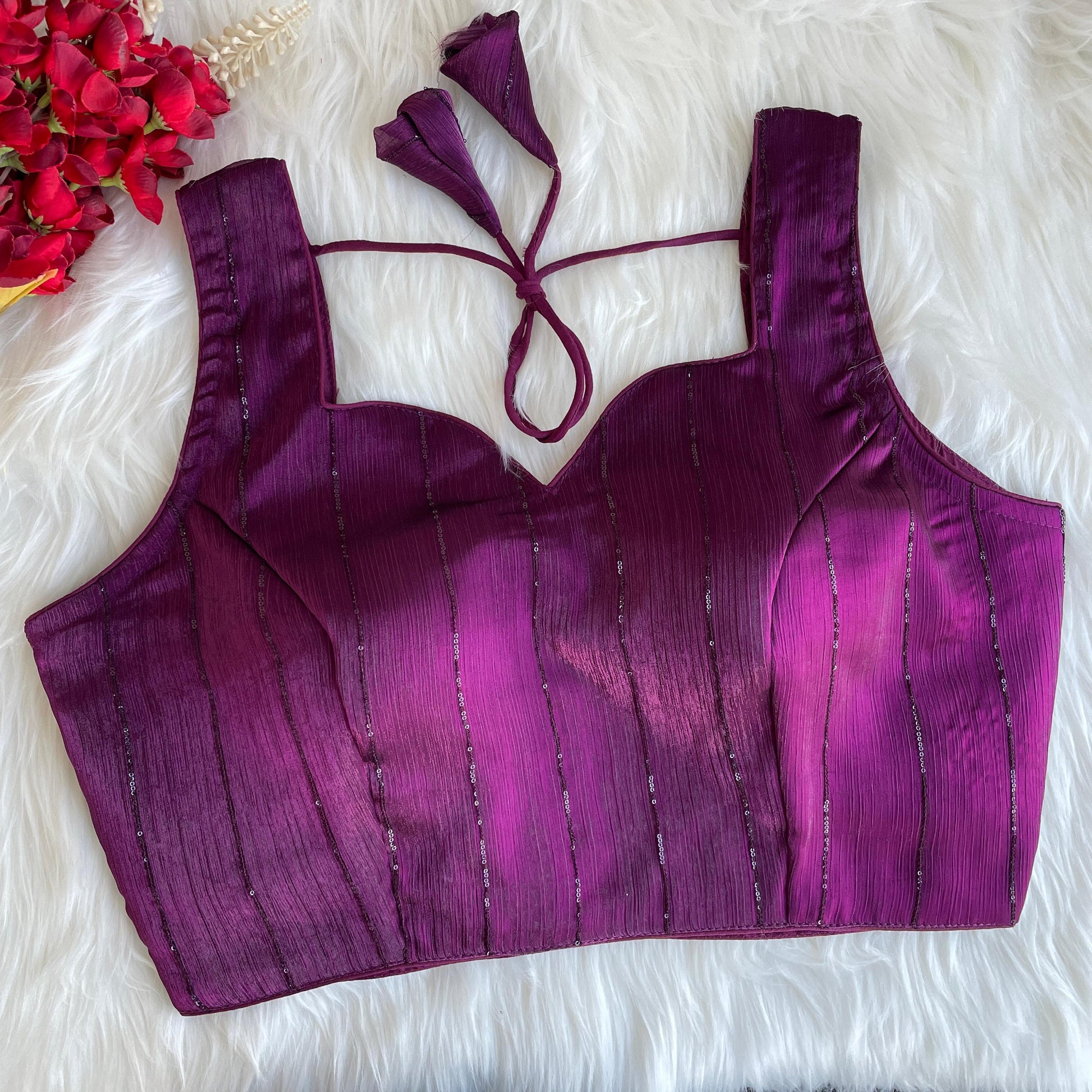 Wine color jimmy choo sarees blouse online shopping