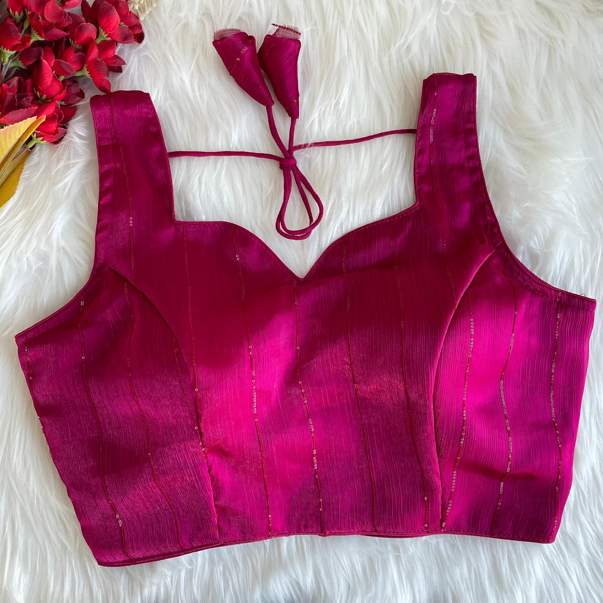 Dark pink color jimmy choo sarees blouse images