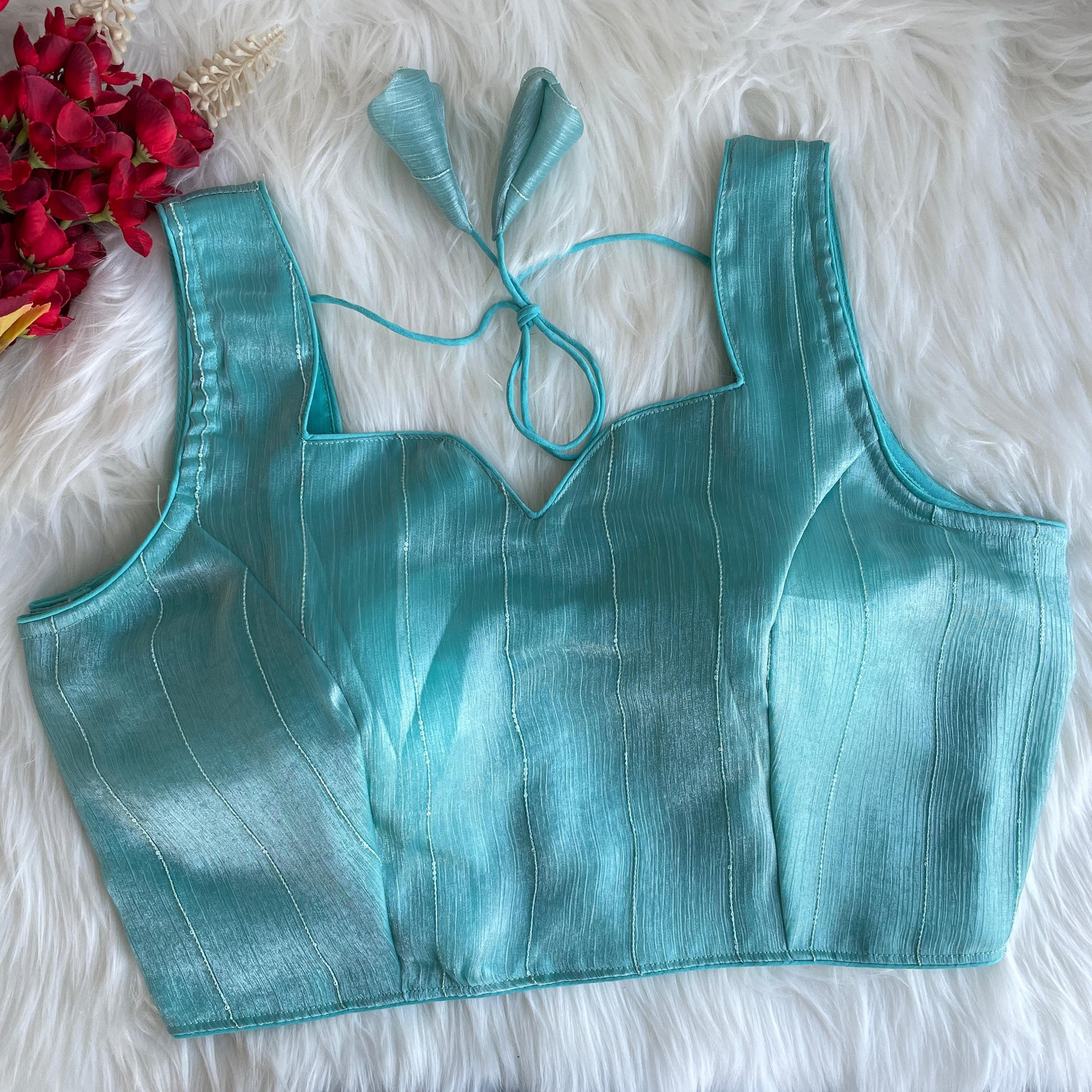 Sky color jimmy choo sarees blouse 